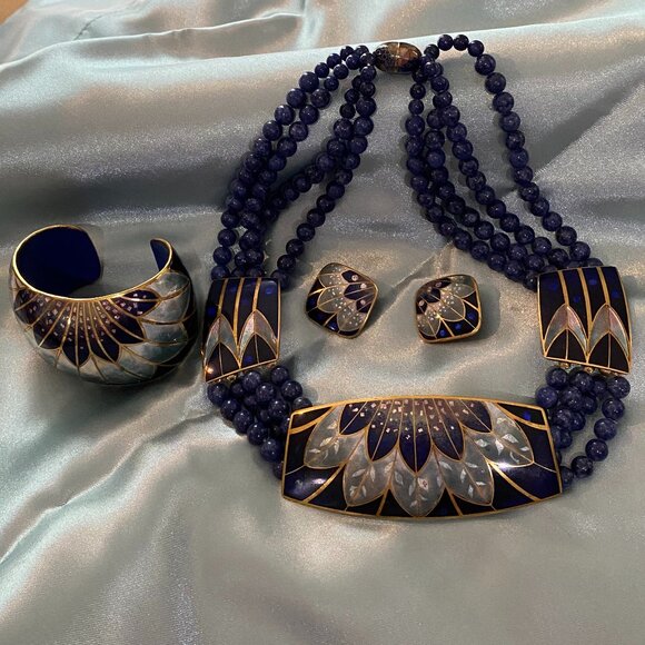 Artist David Kuo complete Champleve Jewelry set. Circa 1980. - Picture 7 of 16